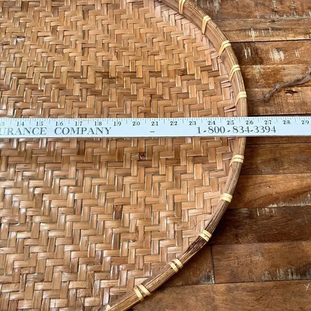 Traditional Handmade Woven Bamboo Rattan Tray Basket 23